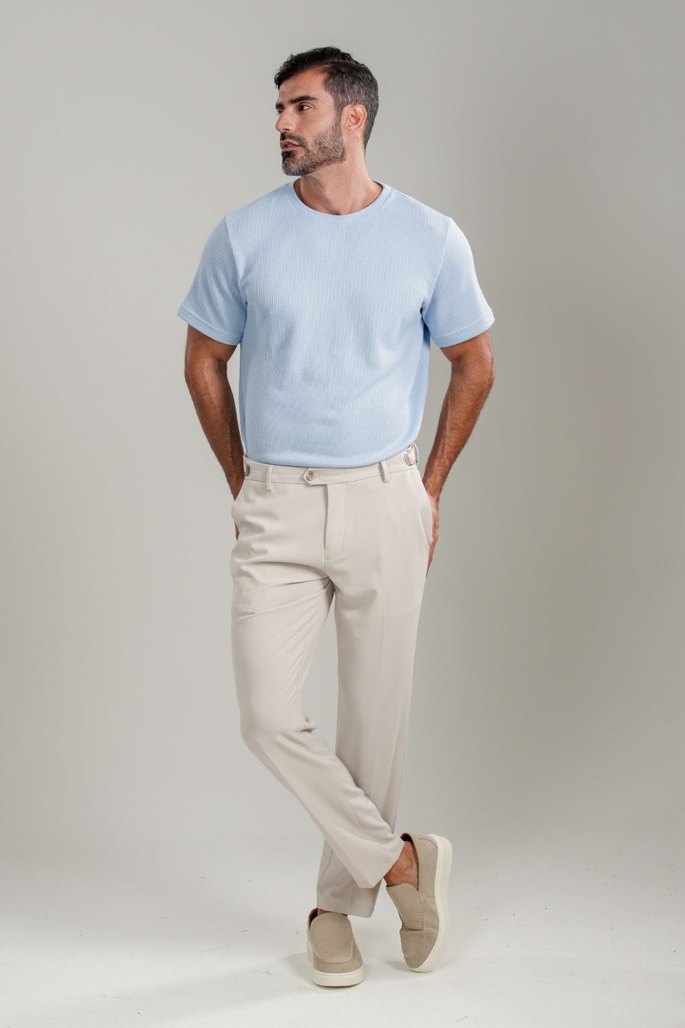 Calça Roman Confort Tec Off White - Linha Rich