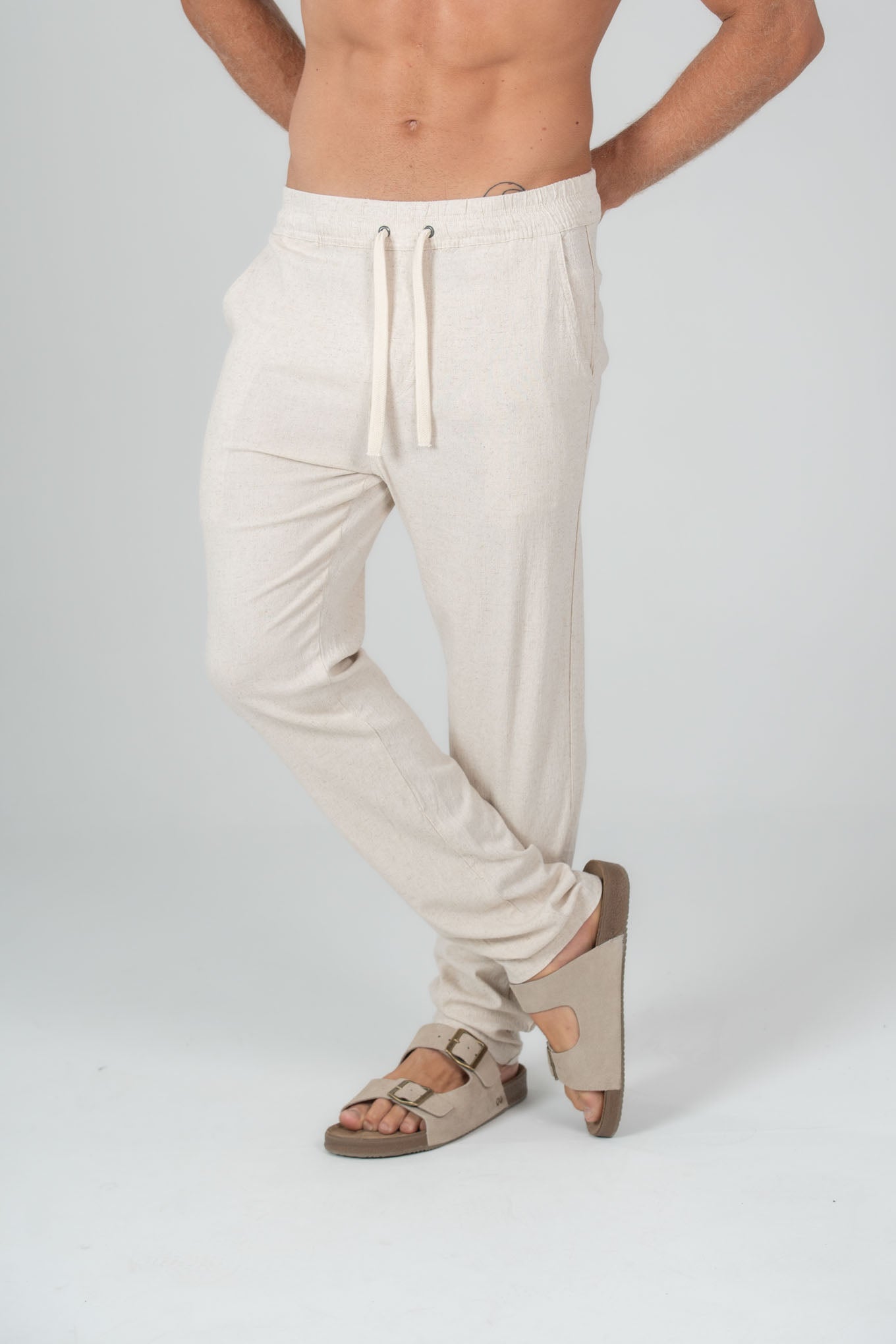 Calça Resort Linho Slim Natural - Linha Resort