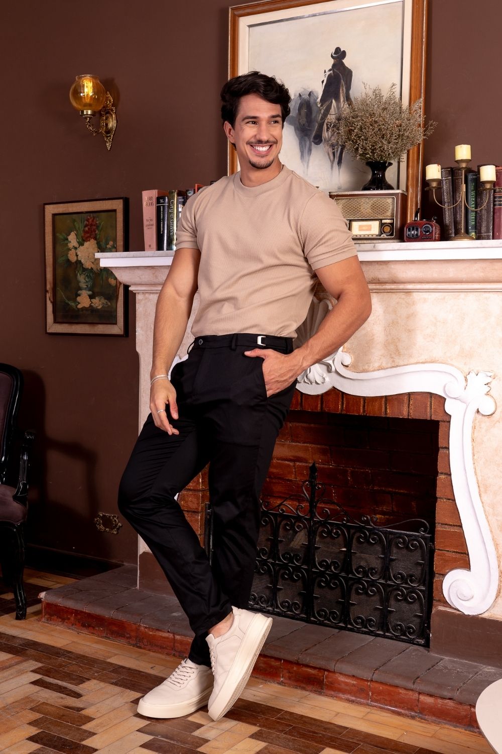 Calça Roman Alfaiataria Com Ajuste Cintura Preta - Linha Rich