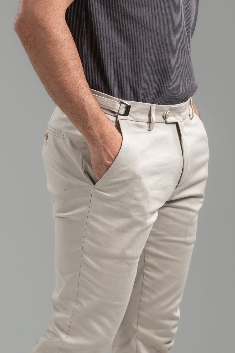 Calça Roman Alfaiataria Com Ajuste Cintura Off White - Linha Rich