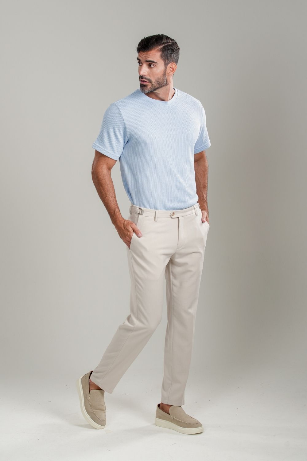 Calça Roman Confort Tec Off White - Linha Rich