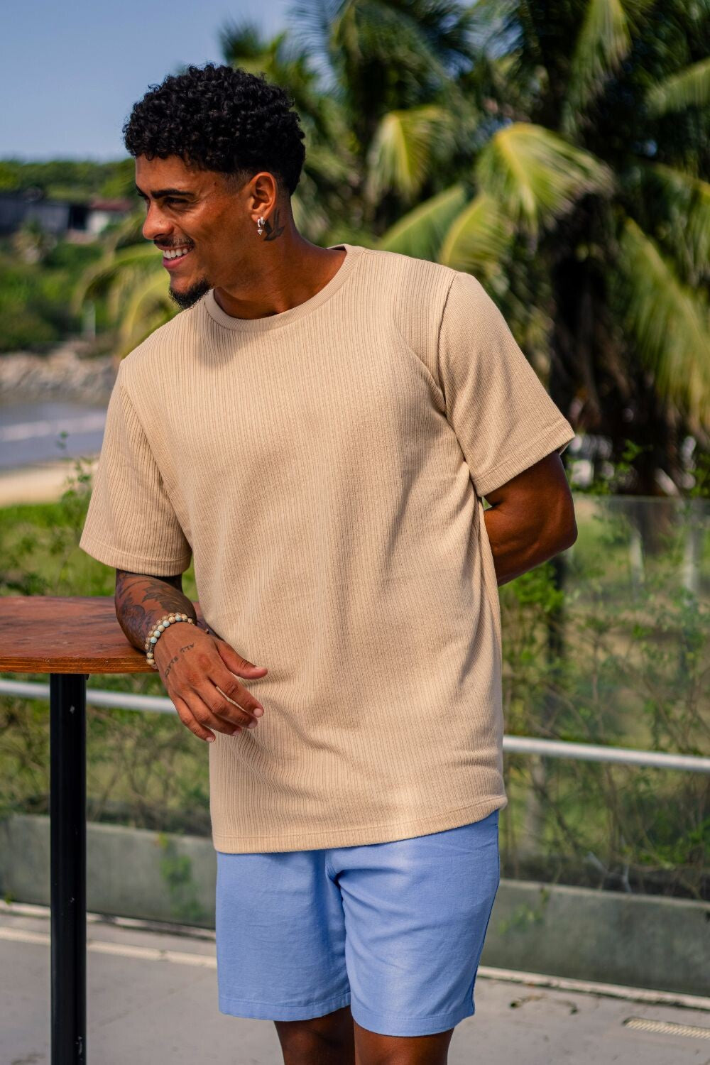 Camiseta Tricô Texturizada - Linha Urban - Areia