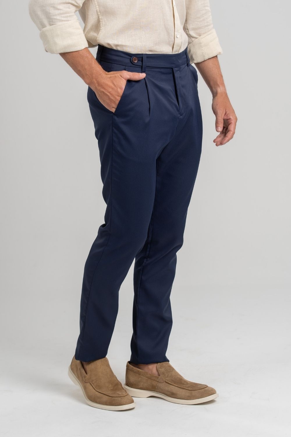 Calça Alfaitaria Tec Felline Azul Escura - Linha Rich