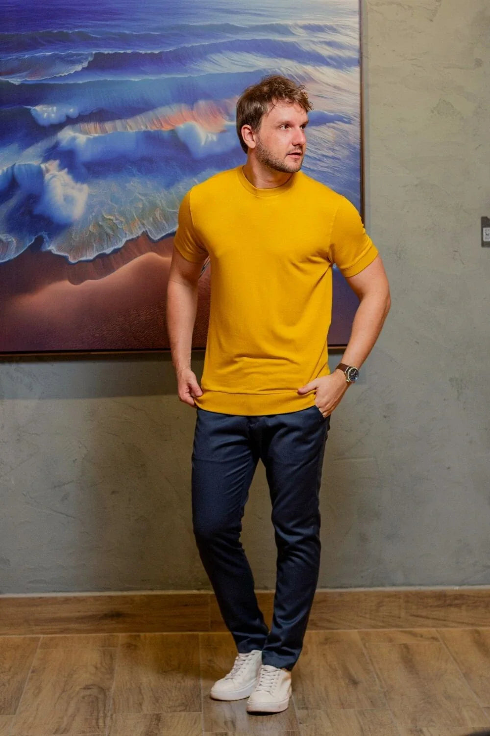 Calça Blaine Alfaiataria Com Ajuste Lateral - Linha Rich - Azul Escuro