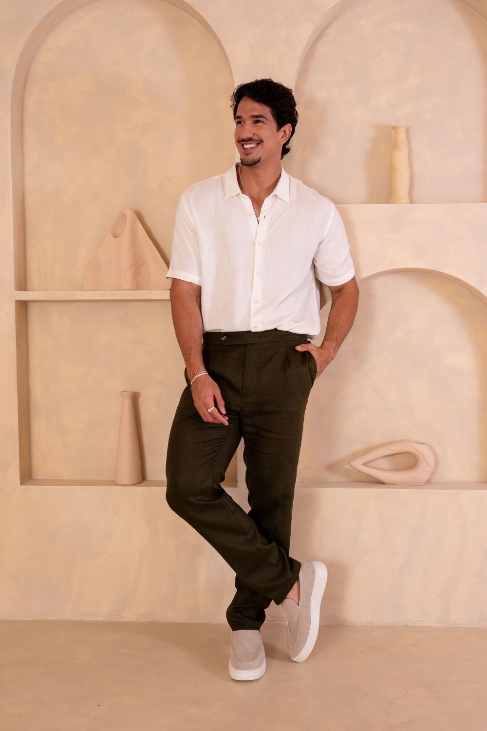 Calça Alfaiataria Noble Linho Verde - Linha Resort