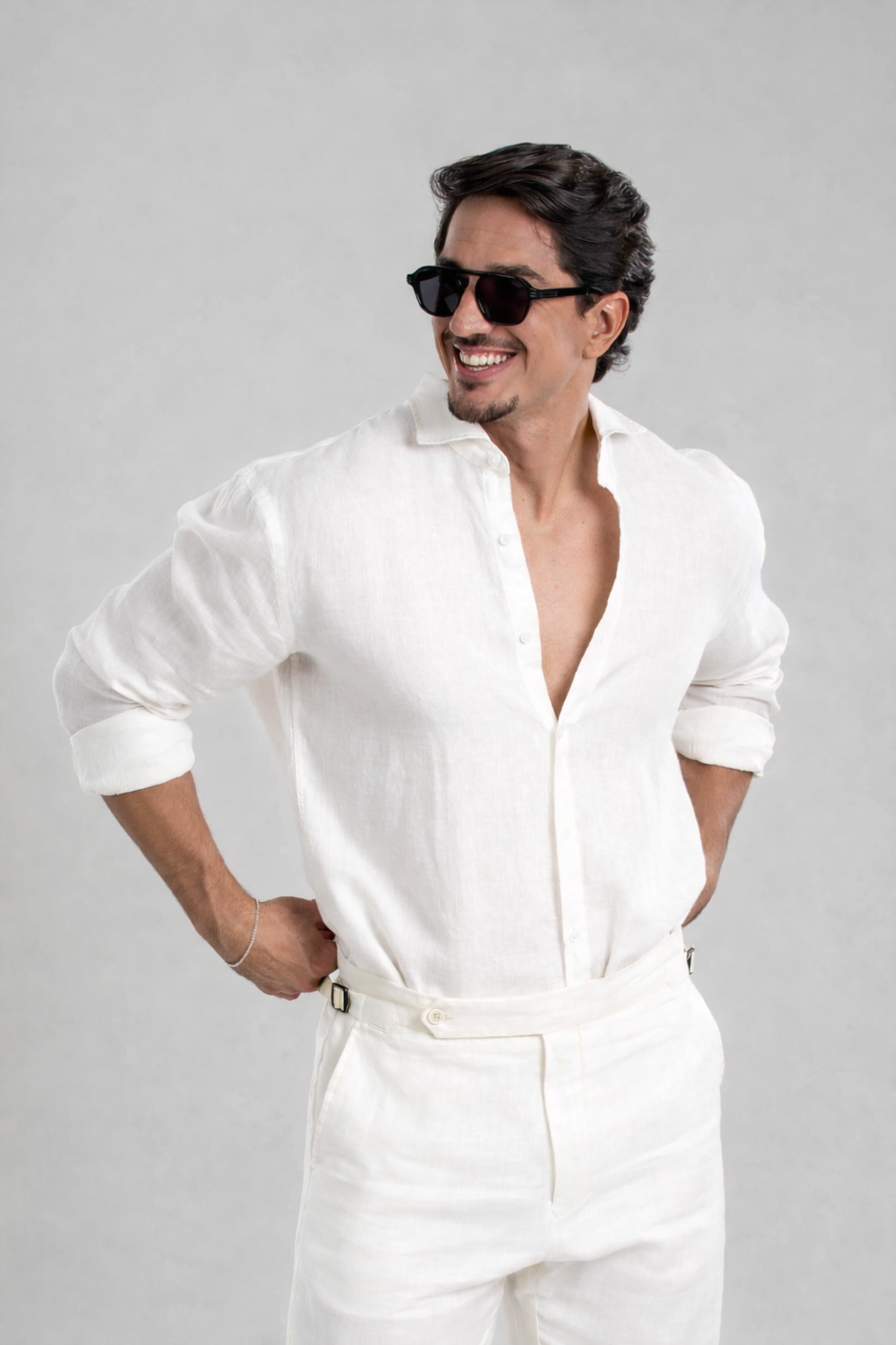 Conjunto Puro Linho Amalfi Calça e Camisa - Off White