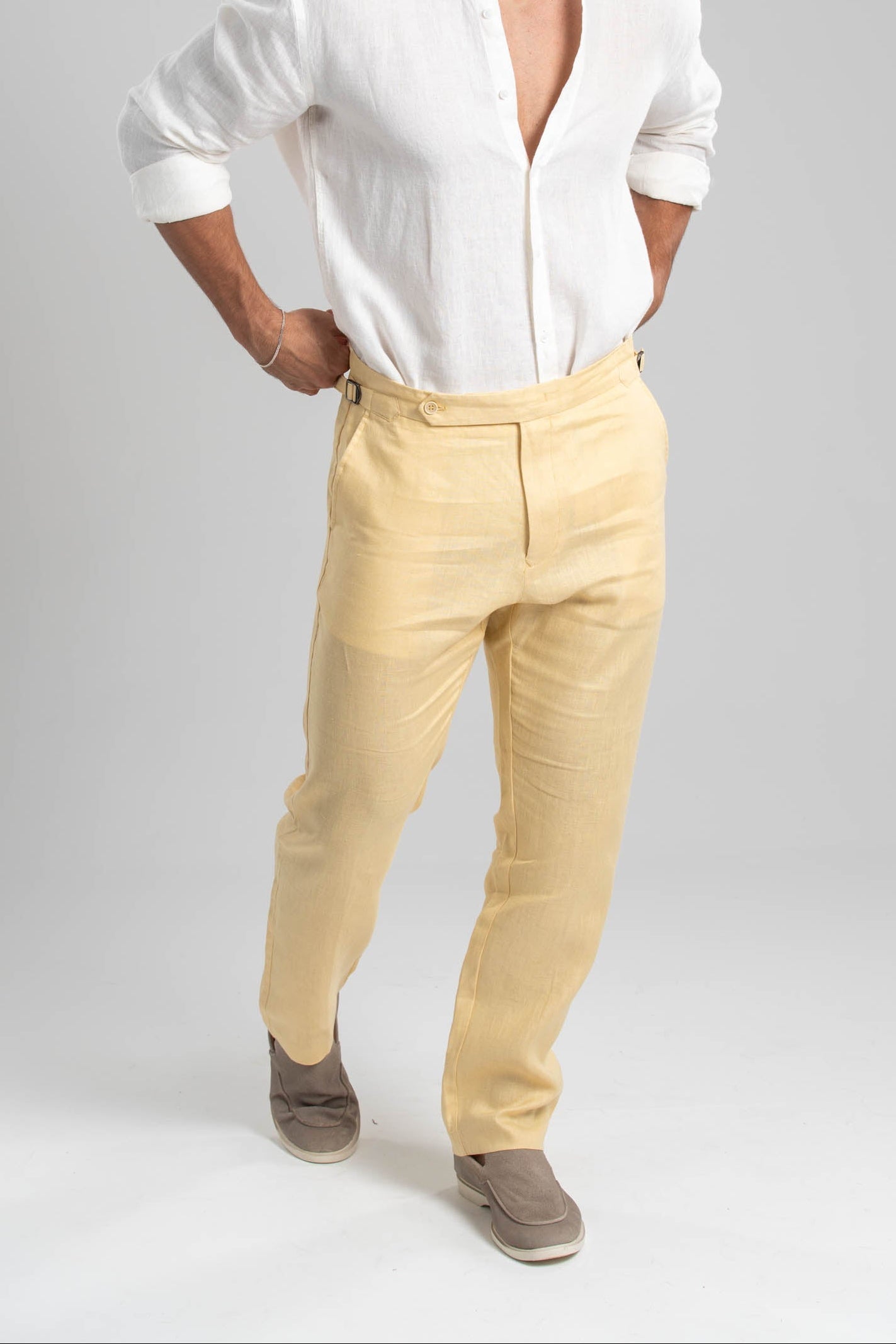 Calça Amalfi Alfaitaria Linho Amarelo - Linha Resort